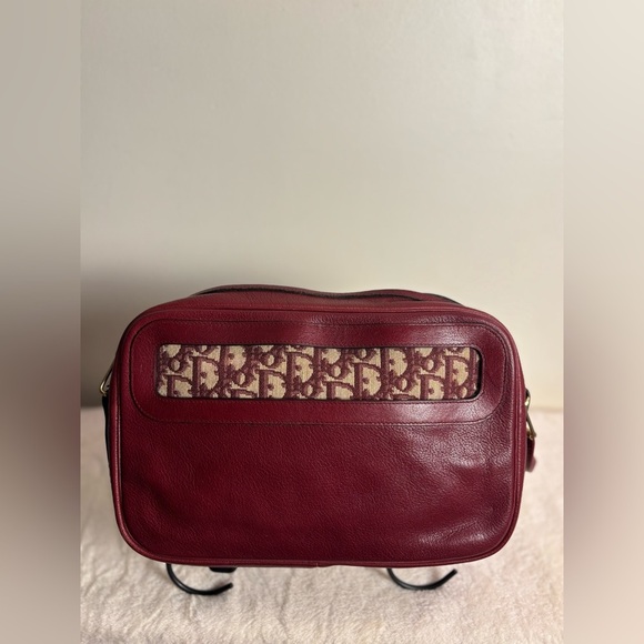 Christian Dior Canvas & Leather Burgundy Shoulder Bag - Picture 1 of 16